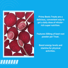 Beet root powder ingredient close-up for Primo Beets Treats Duo
