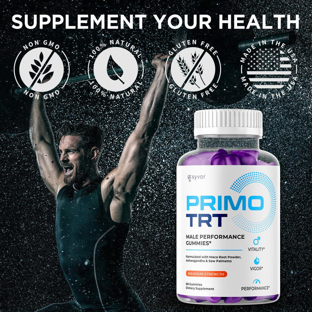 Natural ingredients label on PrimoTRT Gummies bottle