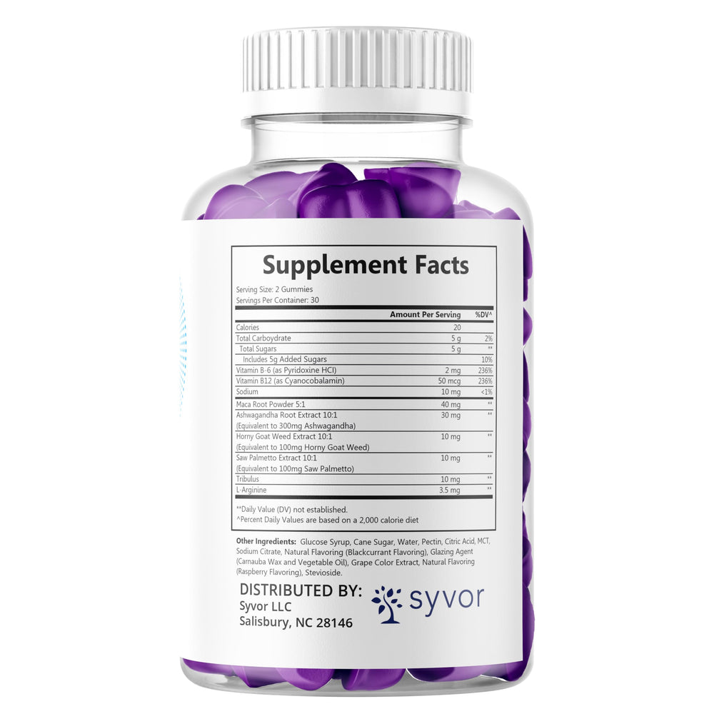 Back of bottle showing nutrition facts for PrimoTRT Gummies