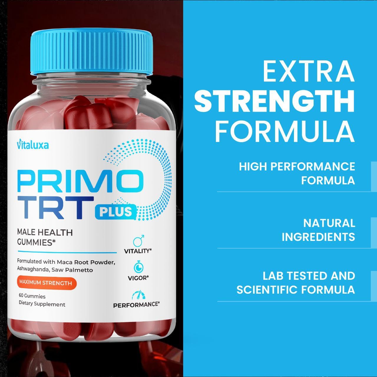 Primo TRT Gummies 180-count bottle front with label