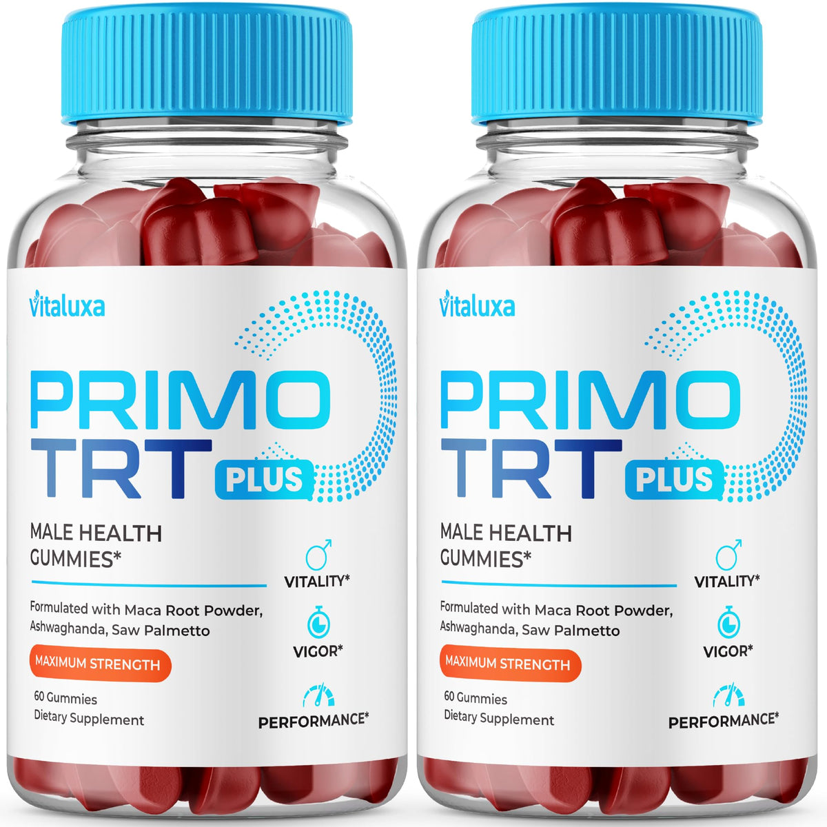 Front view of Primo TRT Gummies 2-pack 120ct