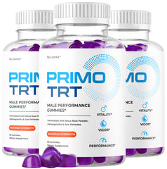 3-pack Primo TRT Gummies hero image with bottle