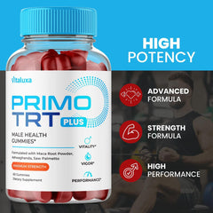 Close-up of Primo TRT Advanced Strength Formula label
