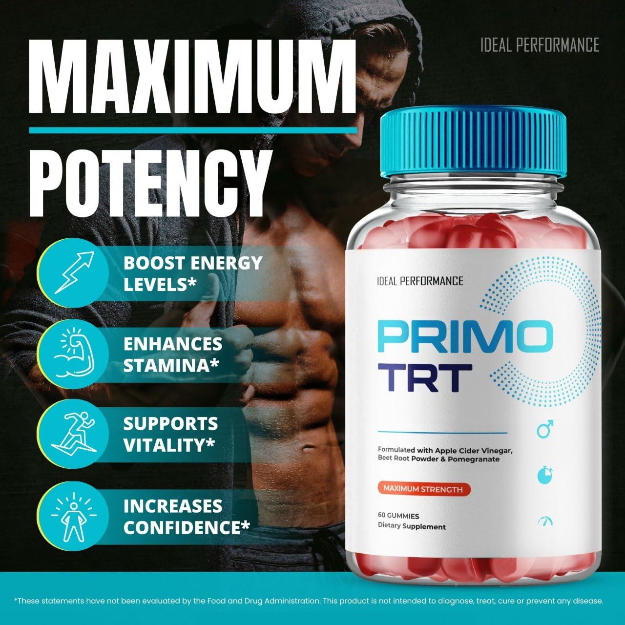 Graphic illustrating Primo TRT Gummies benefits