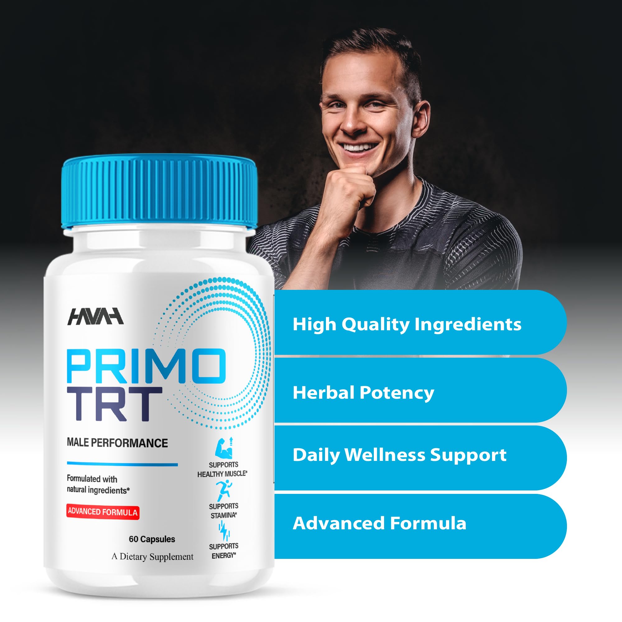 PrimoTRT pills bottle featuring 120 capsules