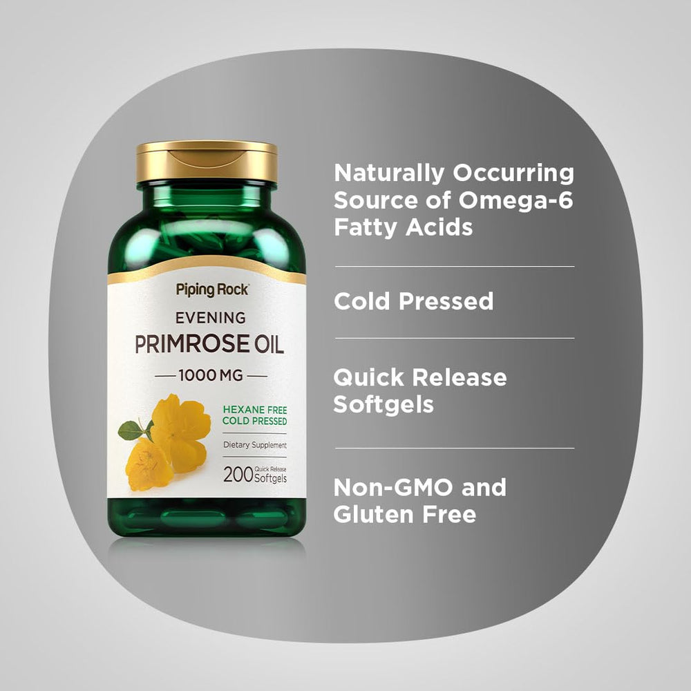 Close-up of 1000mg primrose oil softgel capsules