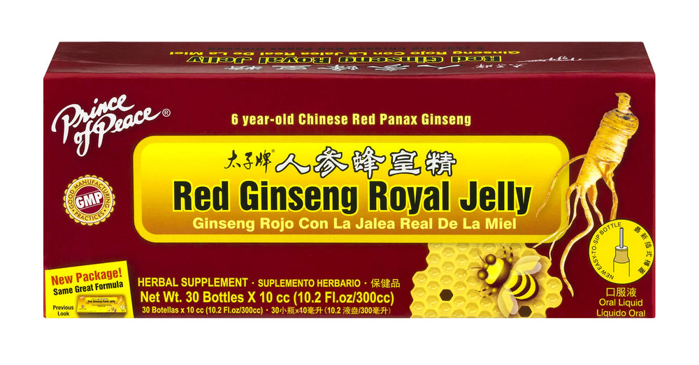 Prince of Peace Red Ginseng Royal Jelly 30 Vials - bottle with packaging