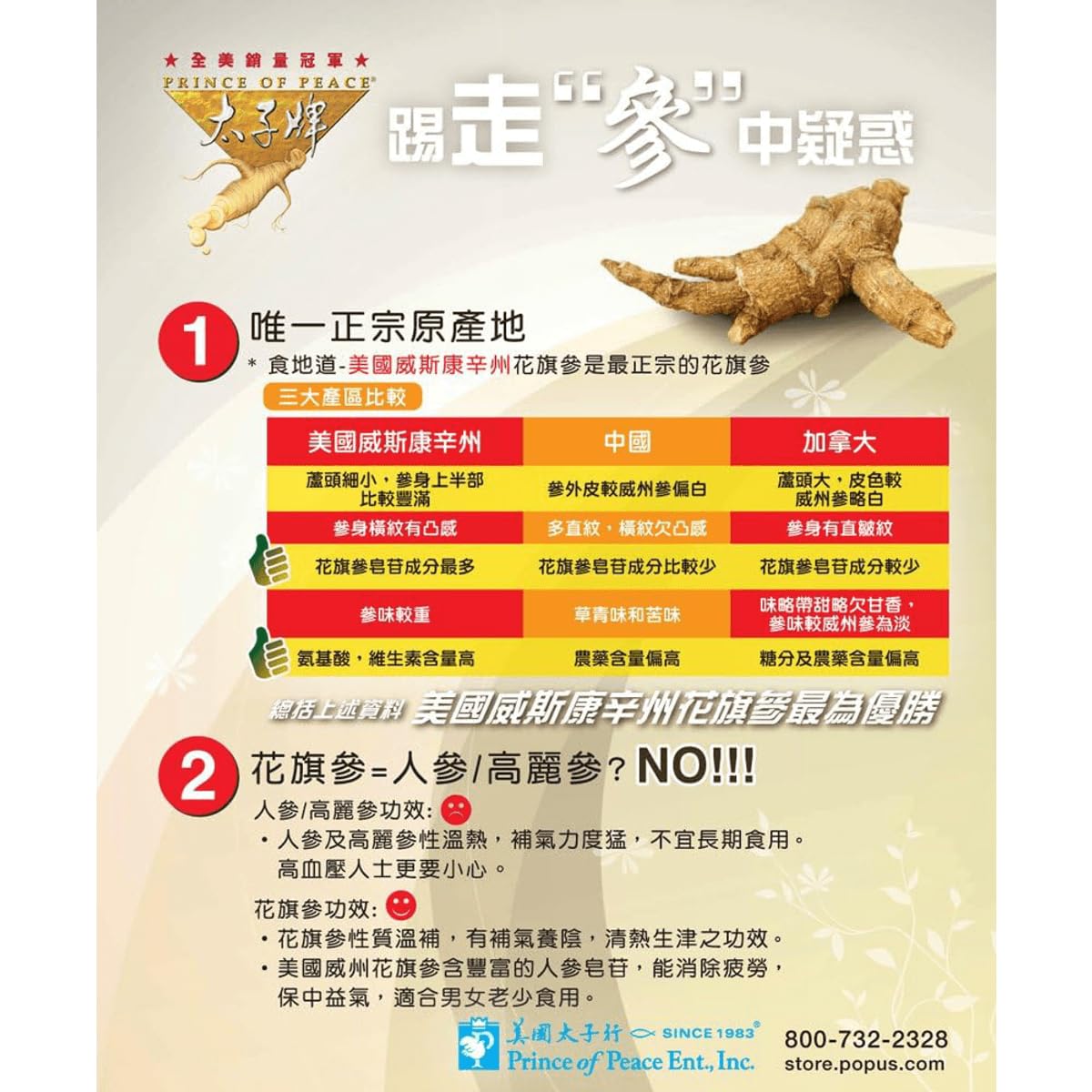 Raw Wisconsin ginseng roots from Prince of Peace