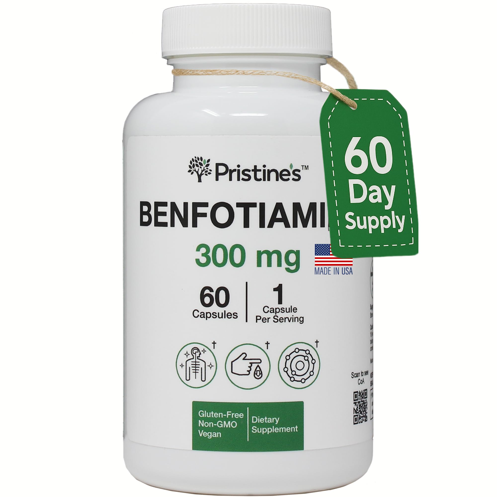 PRISTINE'S Benfotiamine 300mg bottle - hero image