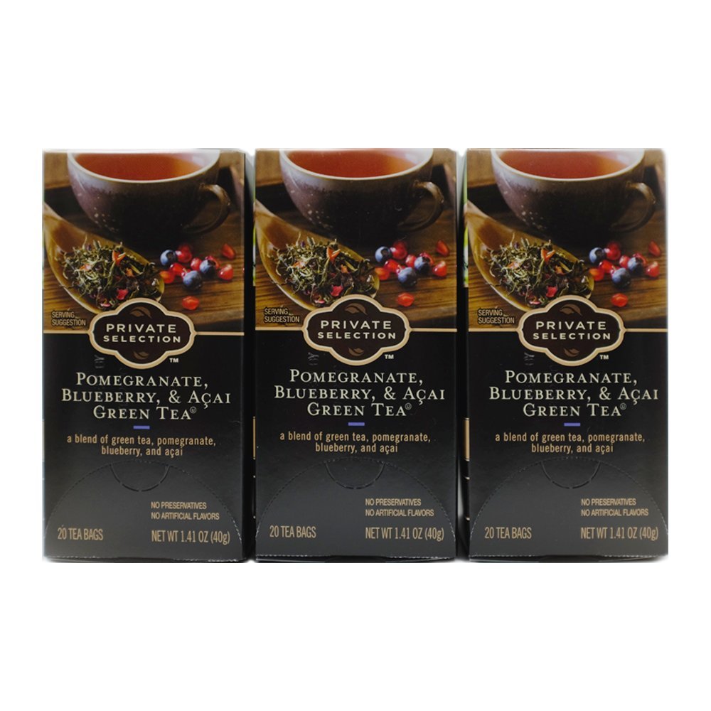 Private Selection Pomegranate, Blueberry & Acai Green Tea box (Pack of 3)