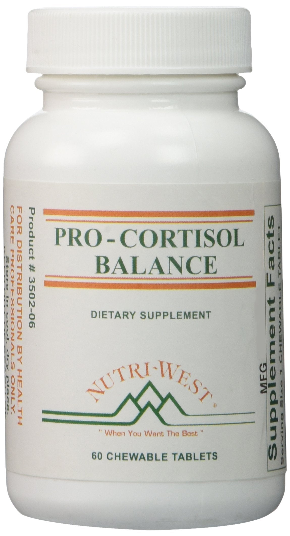 Nutri-West Pro-Cortisol Balance 60 Chewable Tablets bottle label
