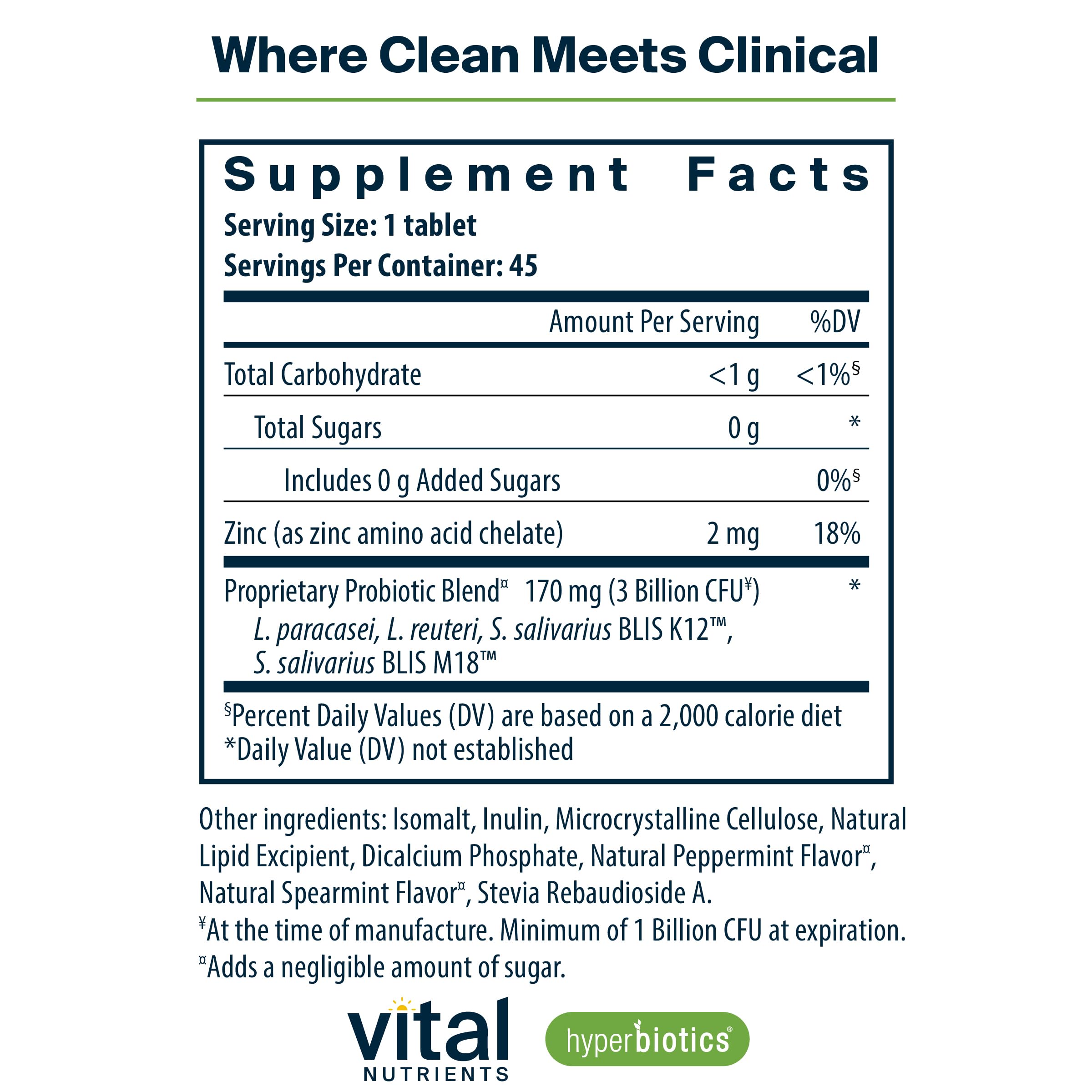 Mint-flavored Pro Dental probiotic tablets