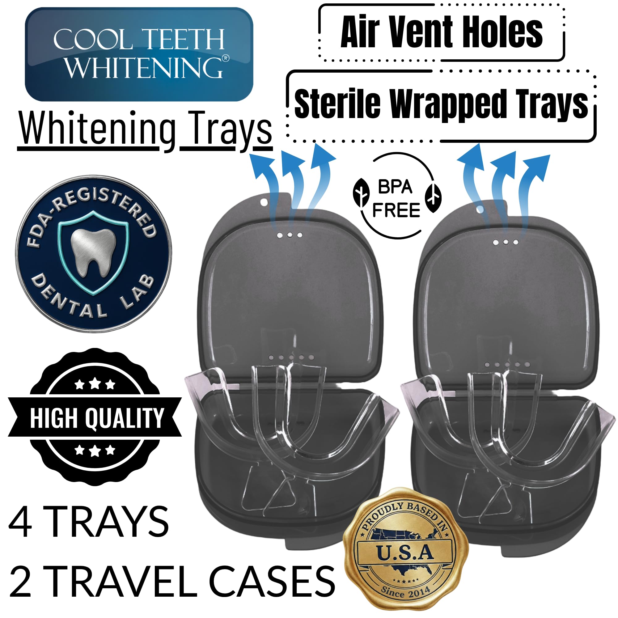 Close-up of moldable whitening trays fitting teeth