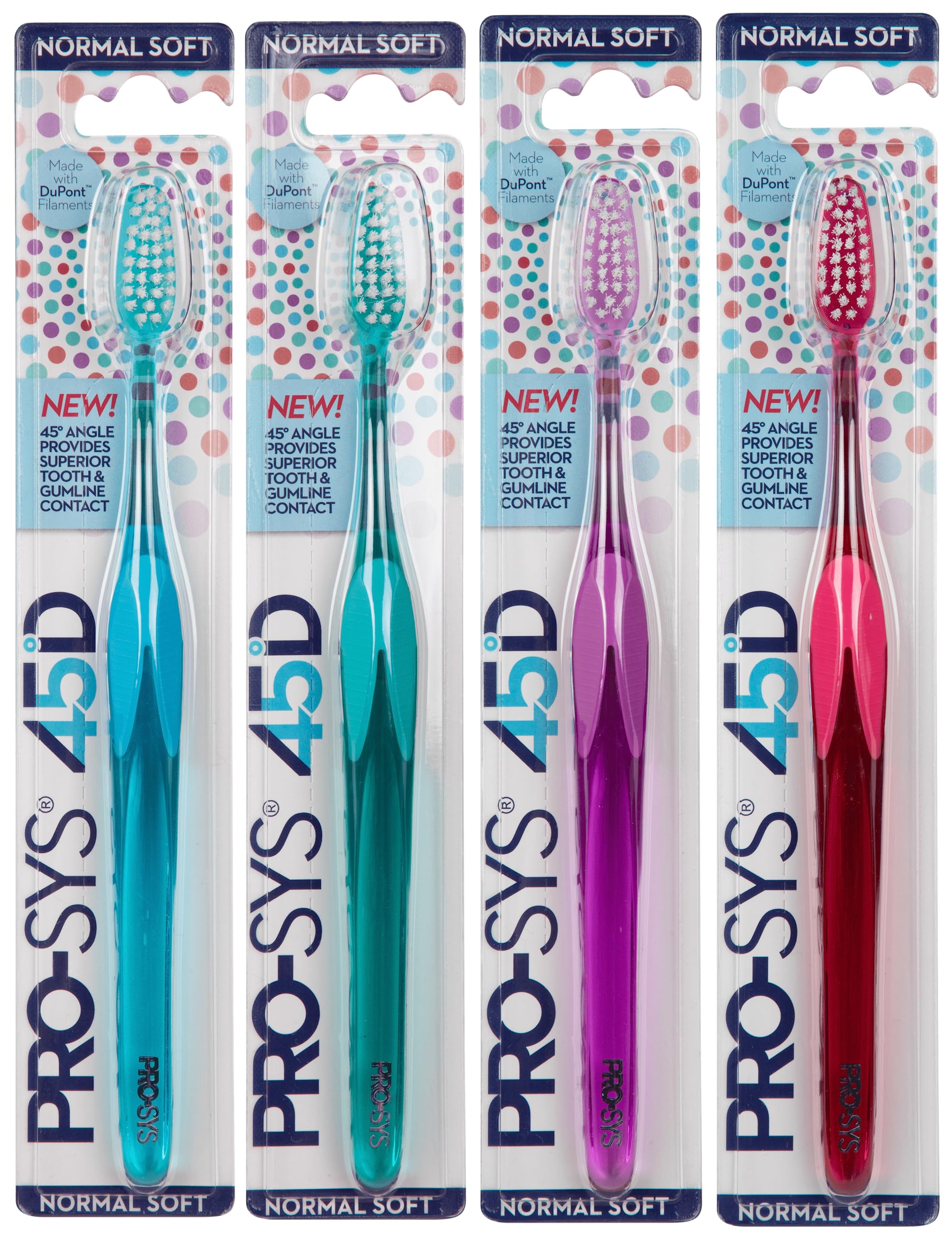 PRO-SYS 45D toothbrush 4-pack front view