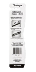 Ergonomic Pro-Teque toothbrush with comfortable grip, suitable for kids and adults