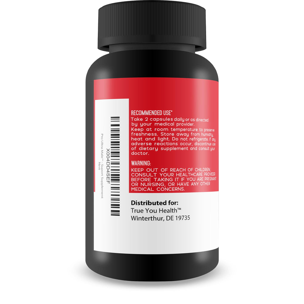 Front view of Pro Ultra Male bottle label