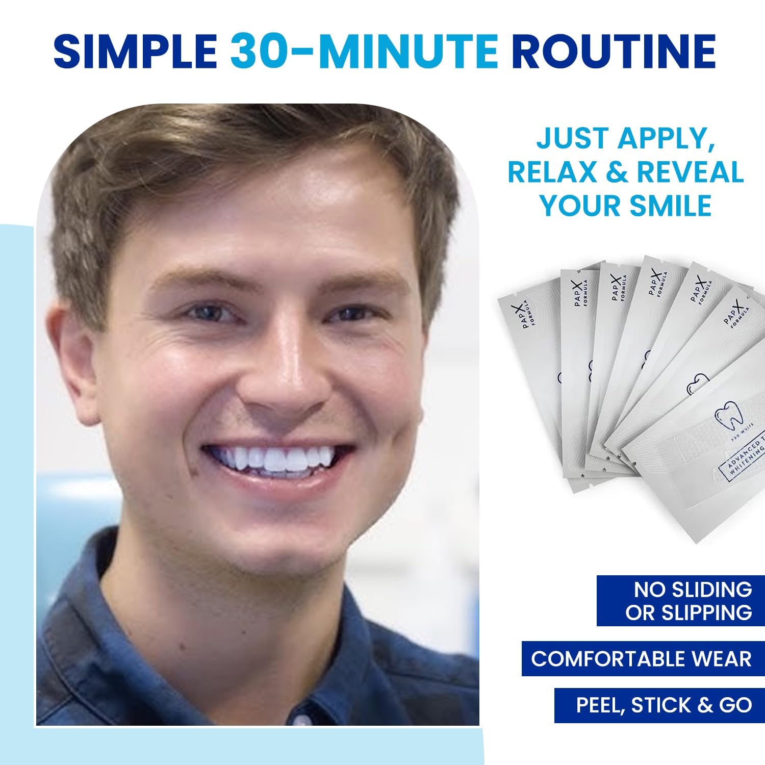 Shade guide included with whitening strips kit