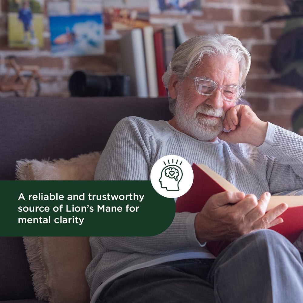 Front view of Probase Nutrition Lions Mane bottle with 120 capsules