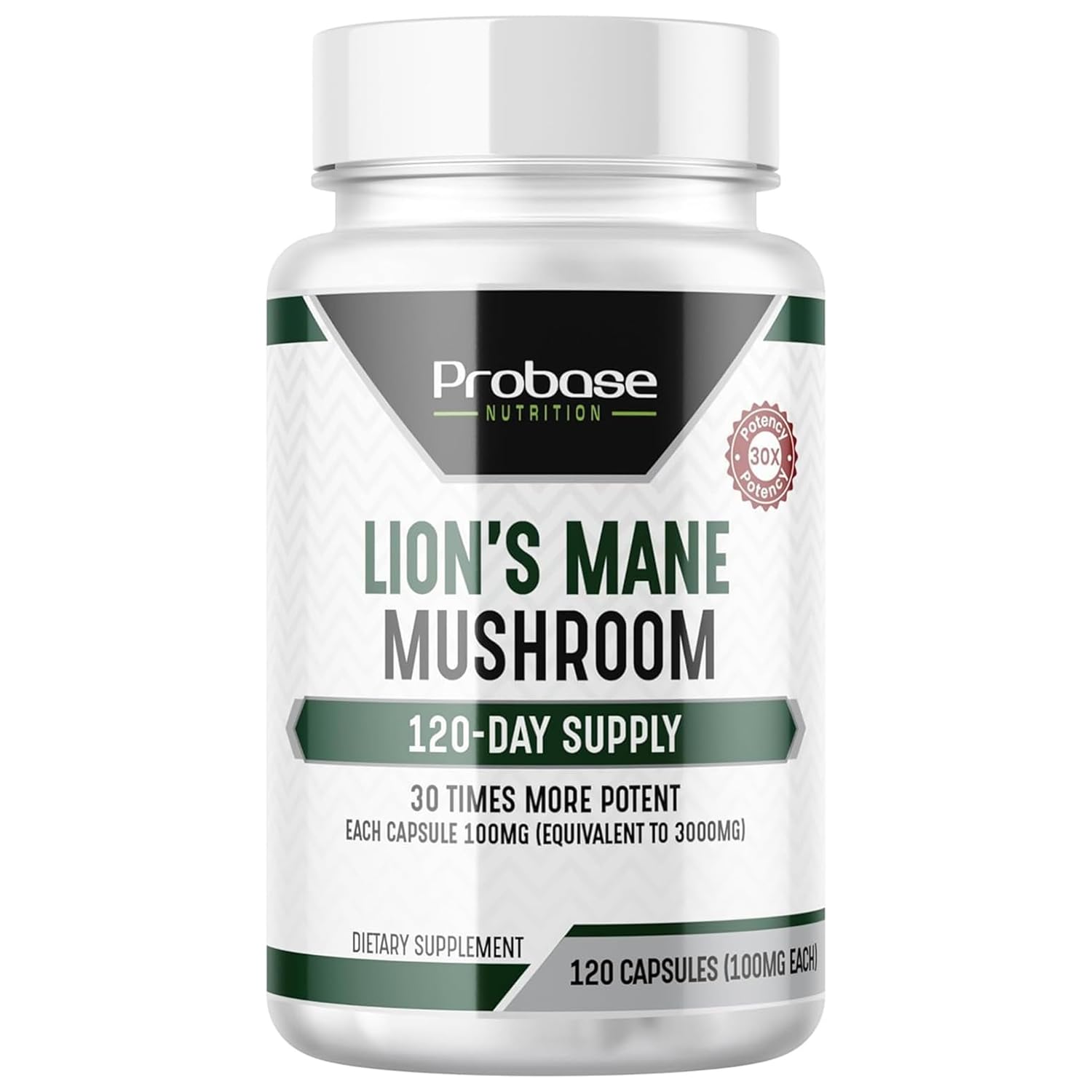 Probase Nutrition Lions Mane capsules bottle with 120 count