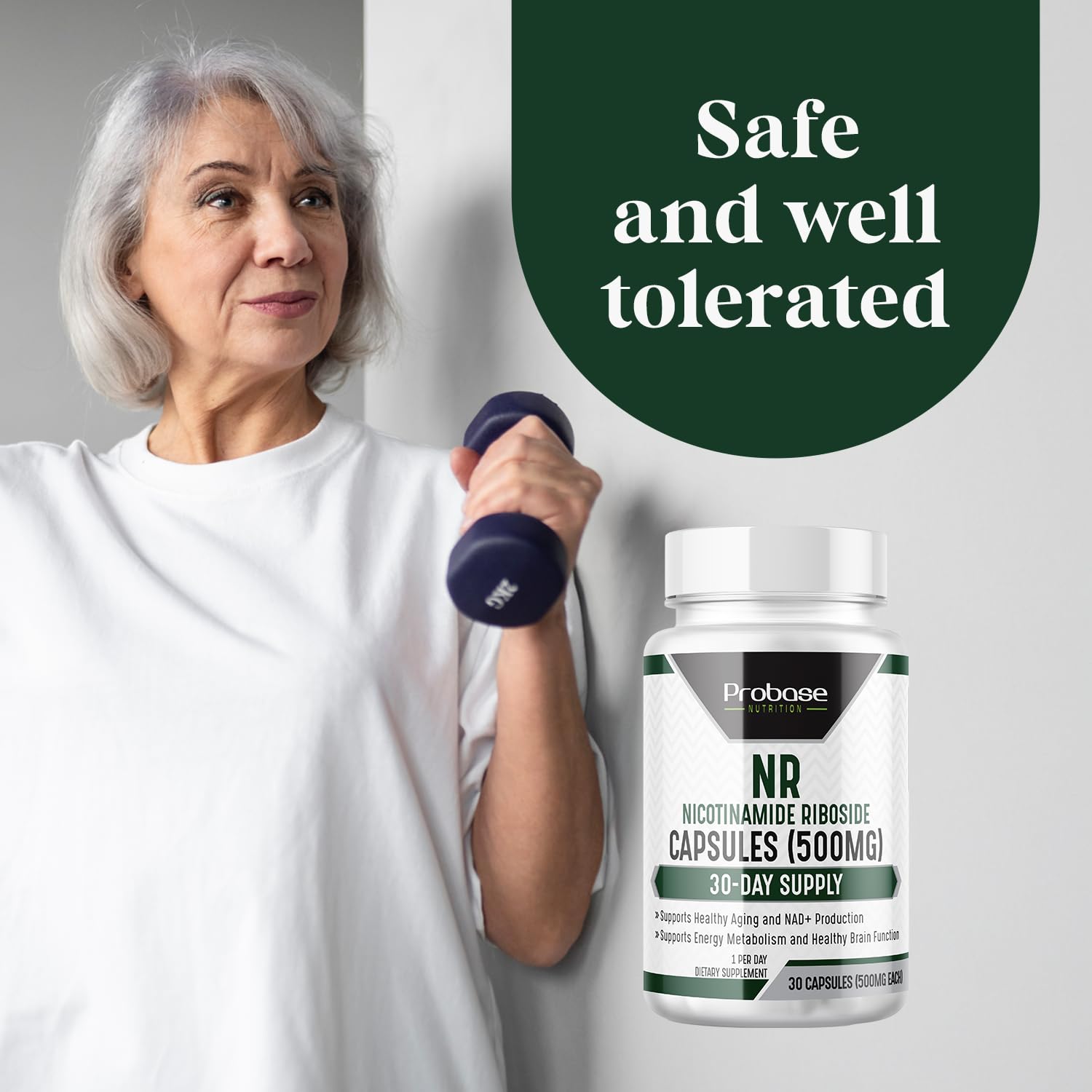 Probase Nutrition Nicotinamide Riboside daily-use scene with glass of water