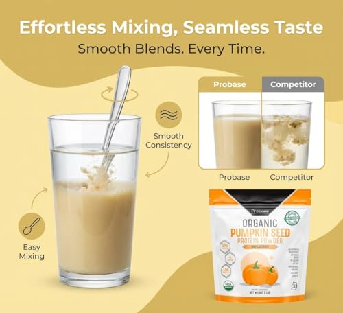 Pouring Probase Nutrition pumpkin seed protein powder into a shaker for shakes