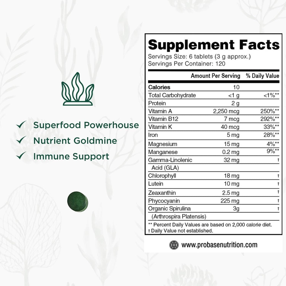 Blue-green algae rich in chlorophyll and omega fatty acids