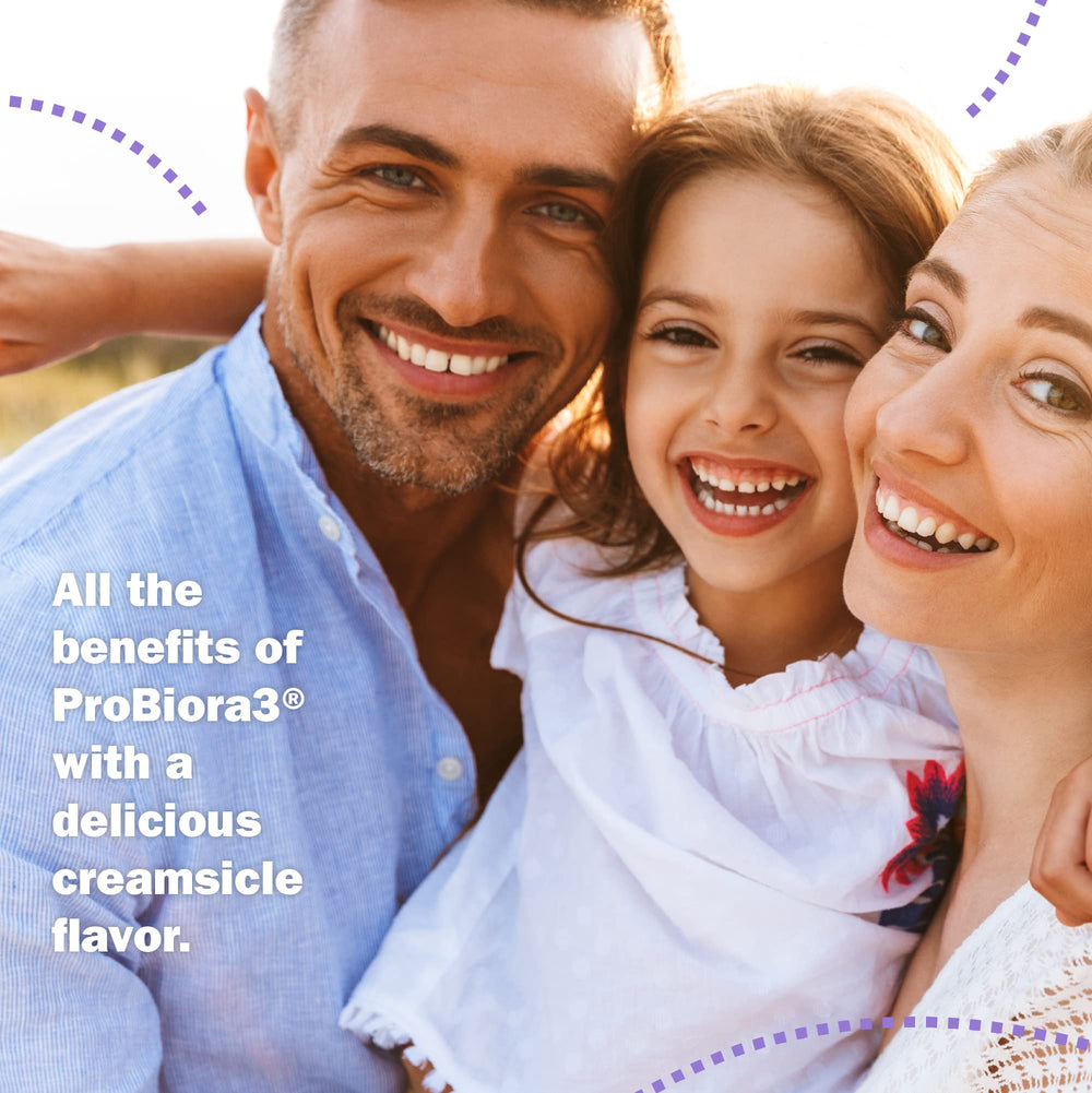 Box and bottle of ProBiora Kids oral-care probiotics