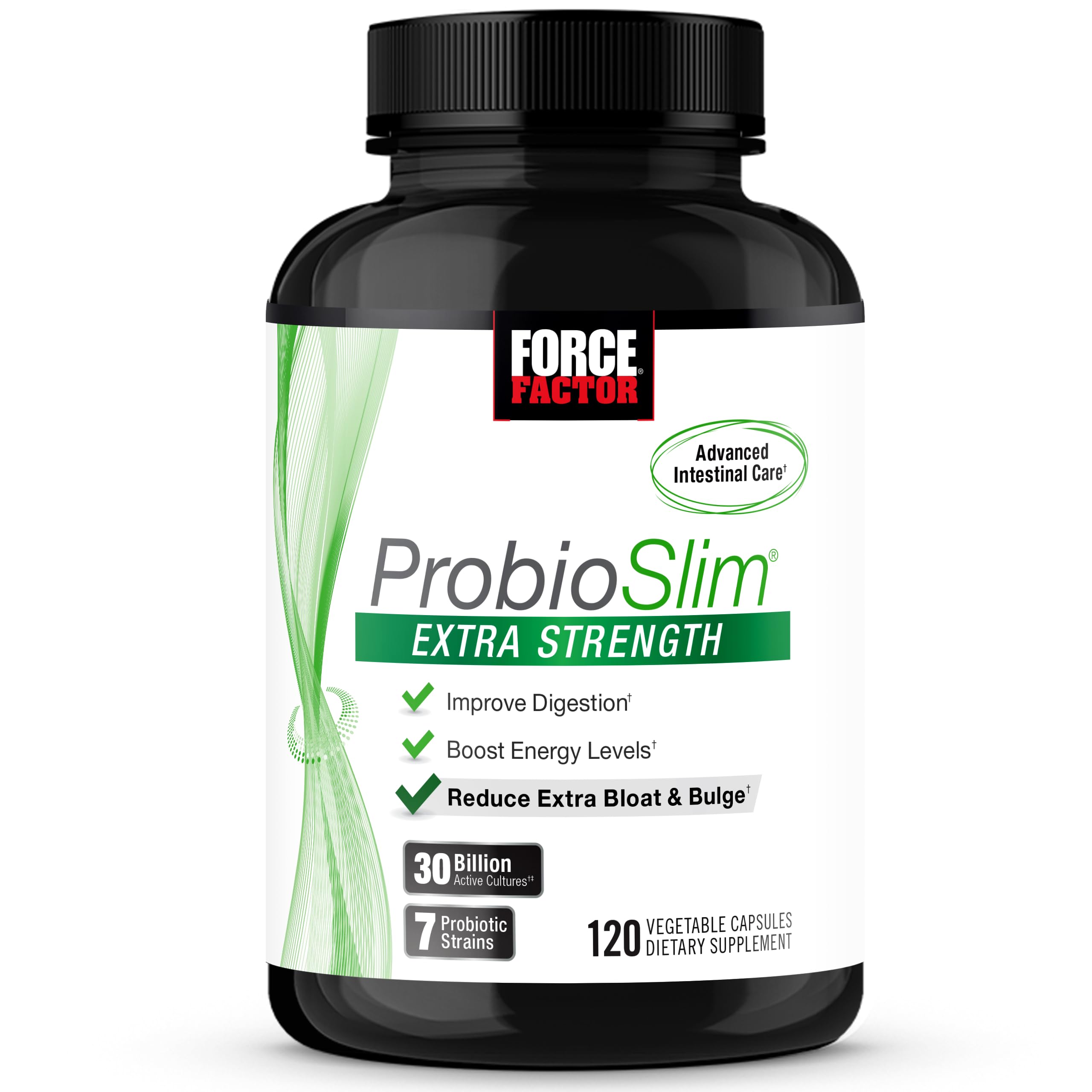 Bottle of ProbioSlim Extra Strength Probiotics with 30B CFUs per serving