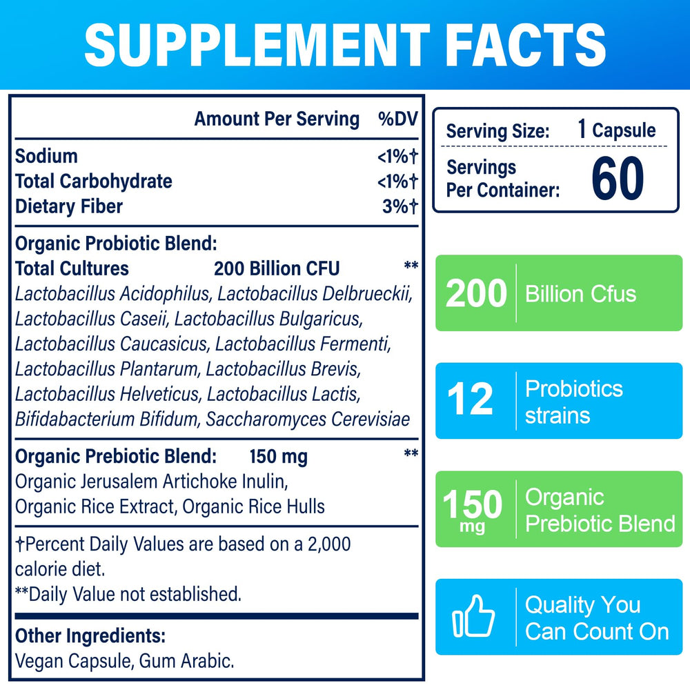 Illustration of 12 probiotic strains supporting digestion and immune health