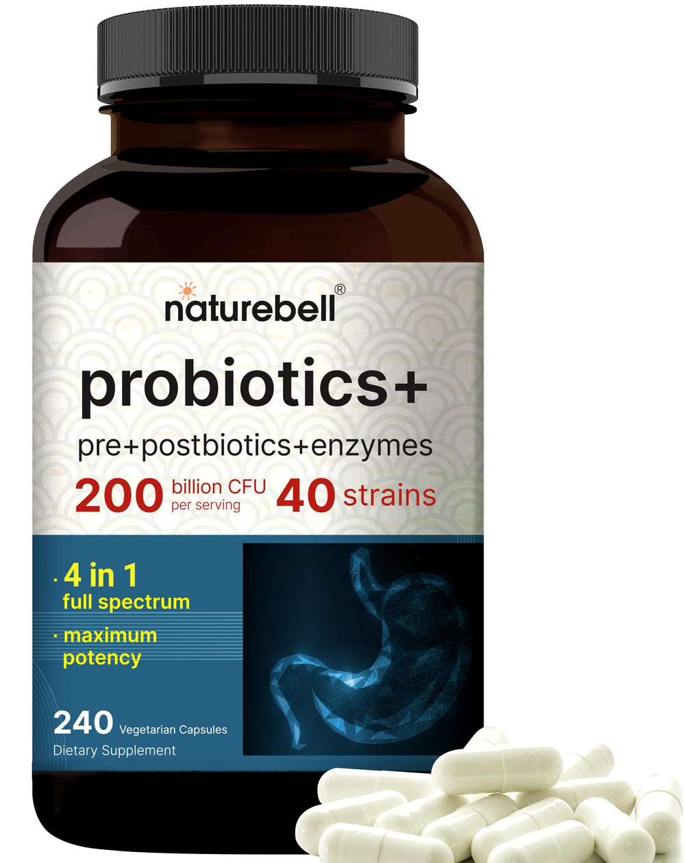 Probiotic bottle with 200B CFU and 40 strains