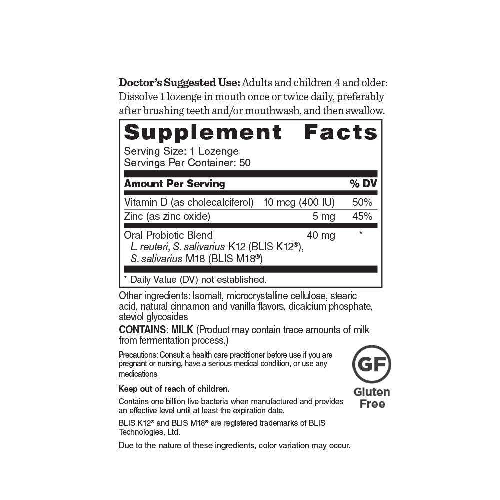 Close-up of probiotic strains: L. reuteri, S. salivarius BLIS K12 and BLIS M18