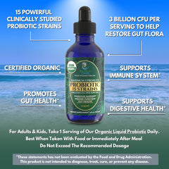 Dropper bottle illustrating 3 billion CFU per serving