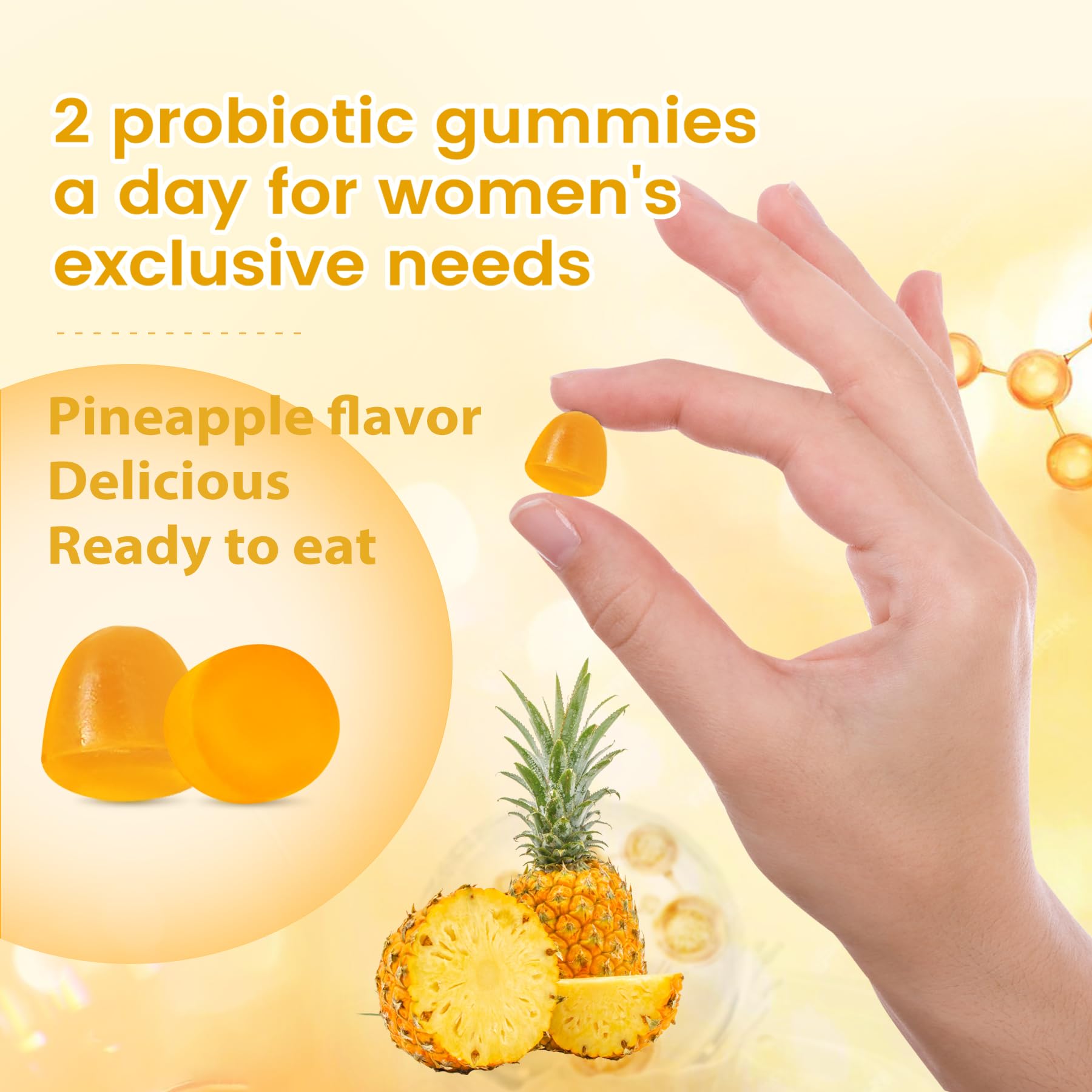 Chewable probiotic gummies for women's health with 30-day satisfaction guarantee