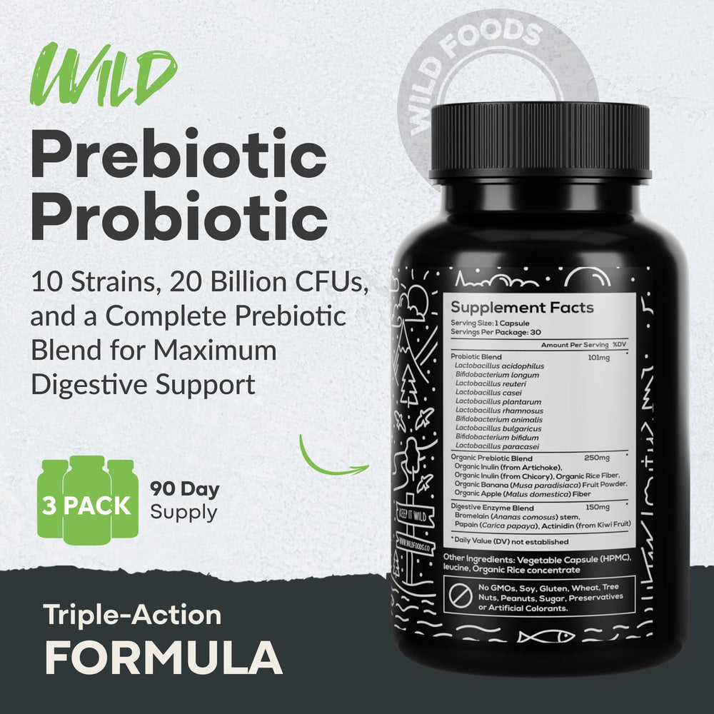 Bottle of daily probiotic capsules showing easy one-a-day dosage