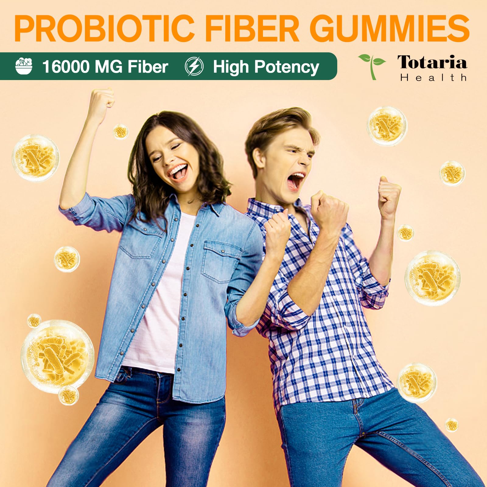 Two bottles of Probiotic Fiber Gummies Pineapple flavor