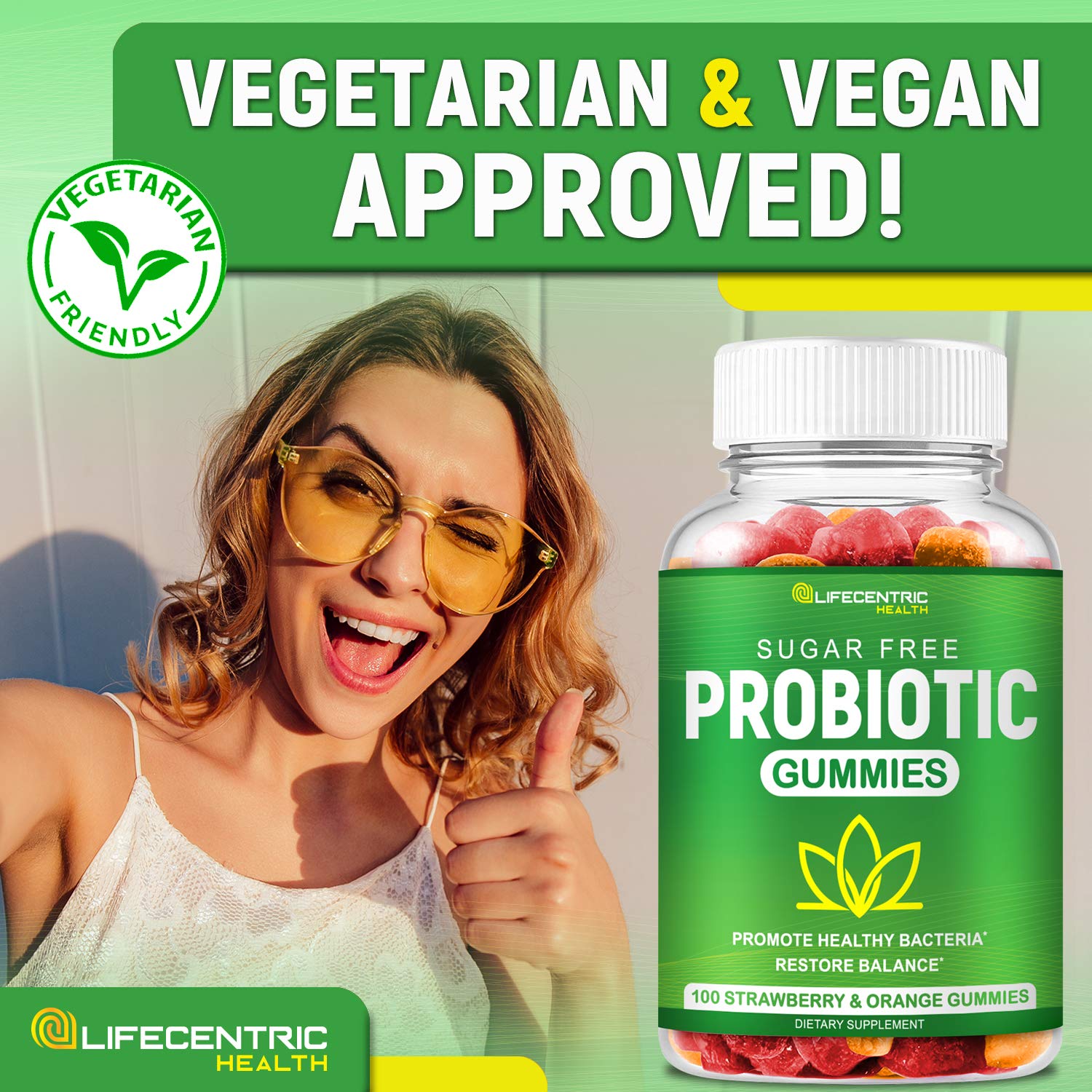 100-count bottle of probiotic gummies