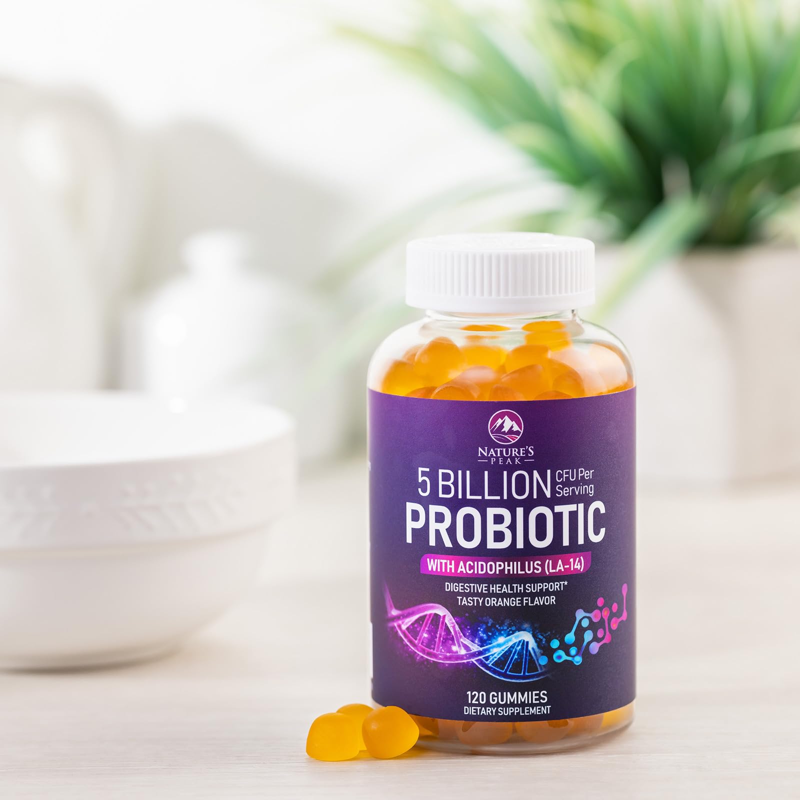 Nutrition facts and probiotic strains listed on label
