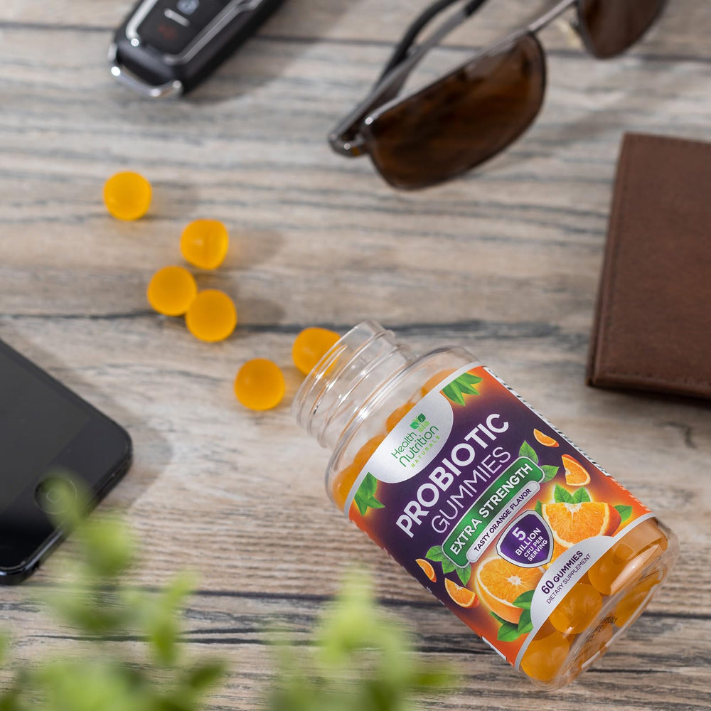 60 count bottle with daily probiotic routine illustration