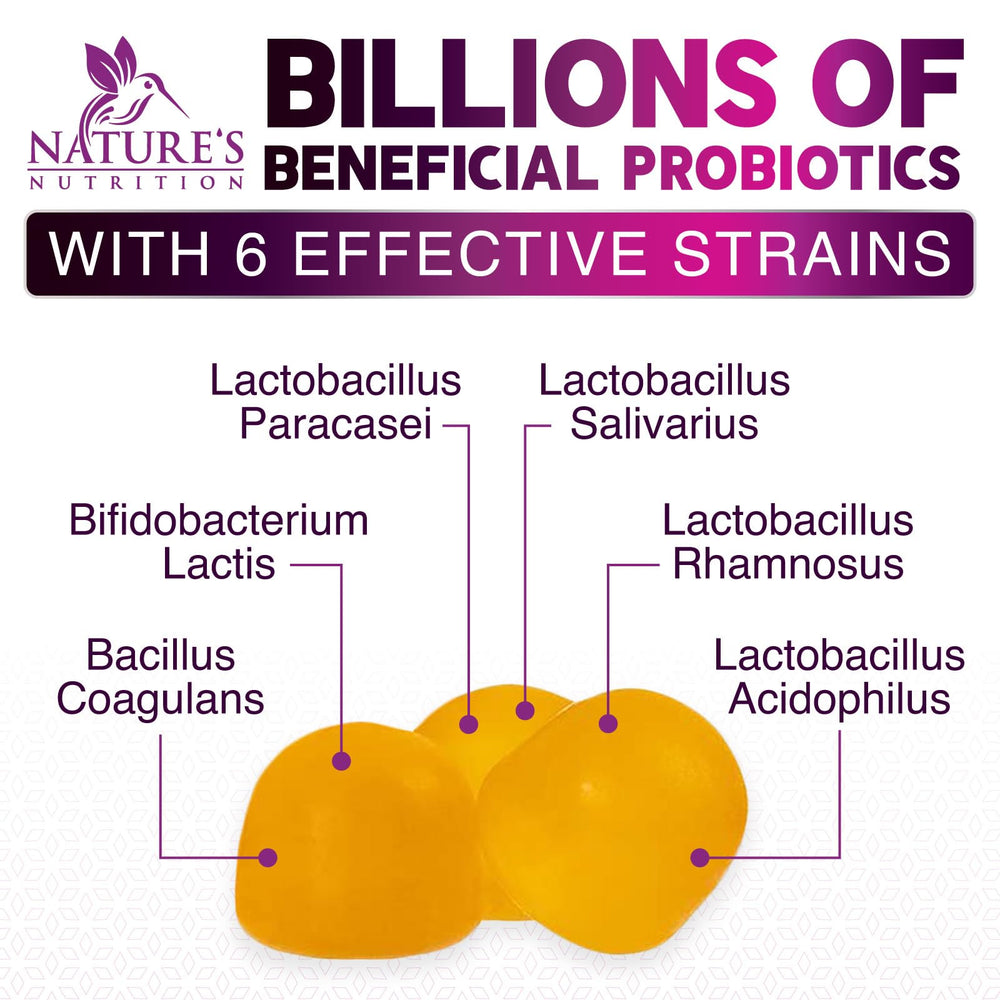 Assorted probiotic gummies on white background