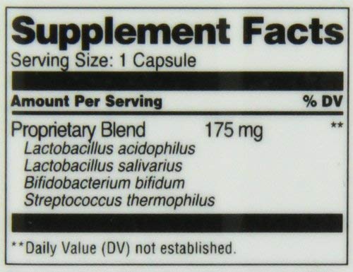 Illustration of probiotic ingredients: Lactobacillus acidophilus, additional strains, and inulin (FOS)
