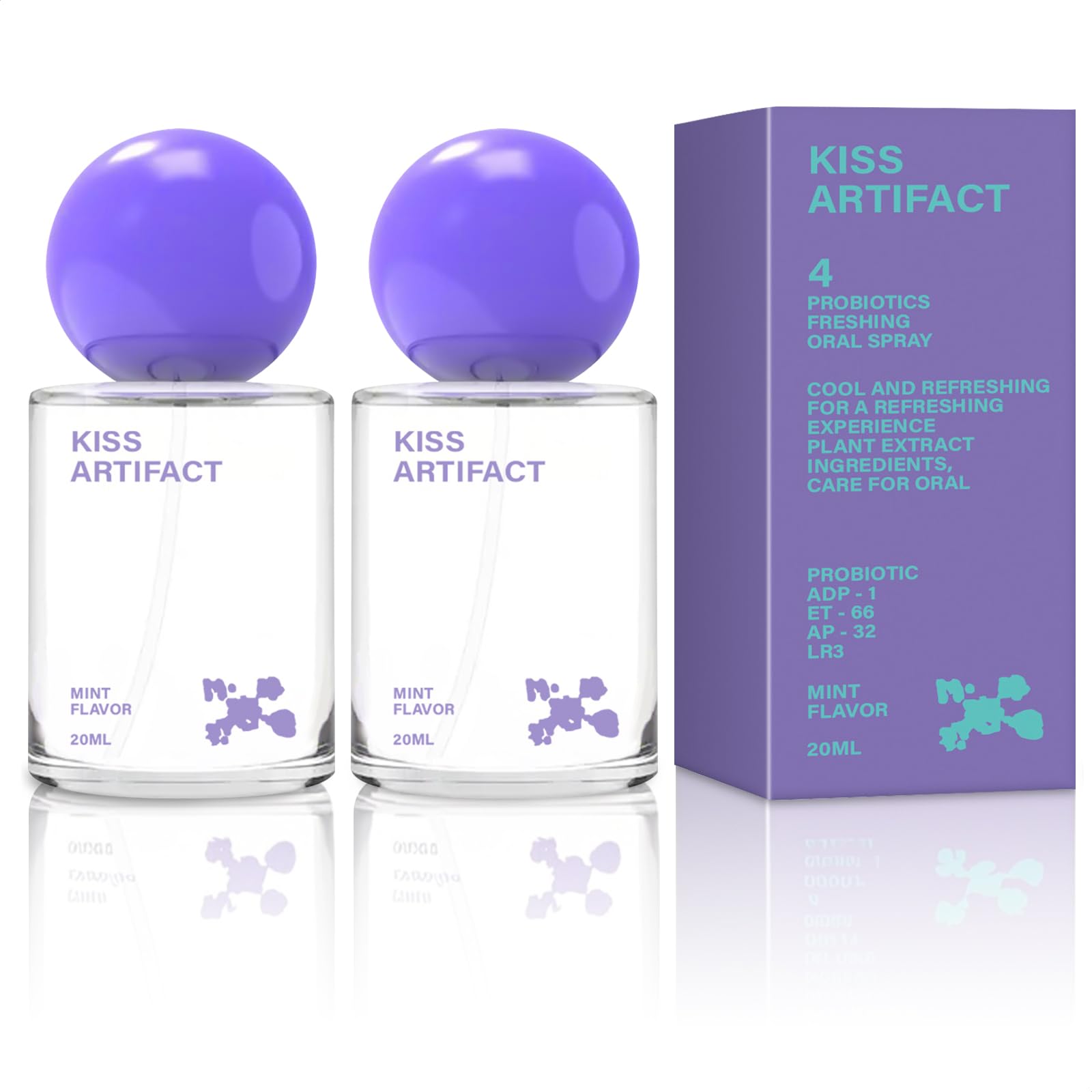 Two-pack probiotic oral spray packaging and bottles