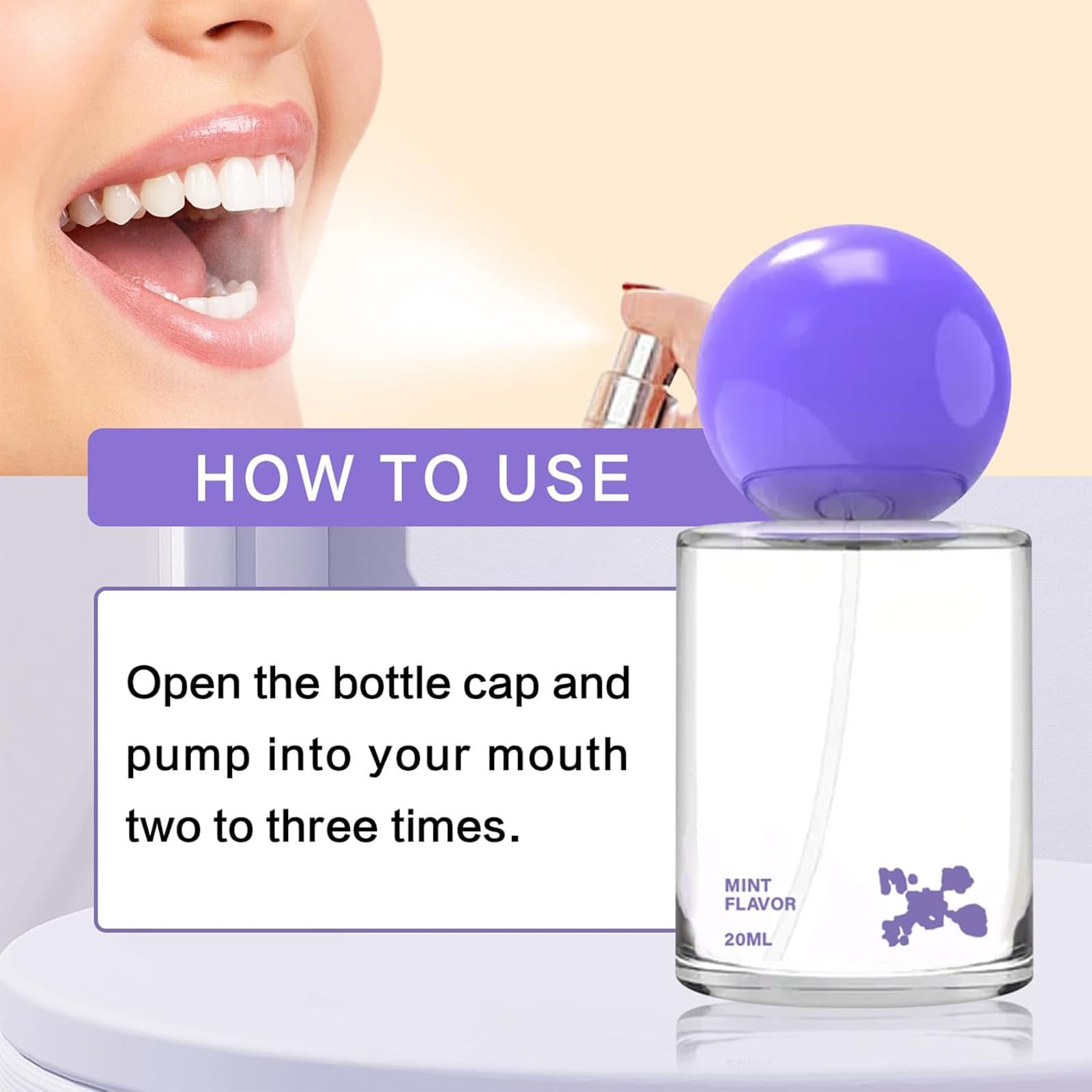 Close-up of probiotic oral spray bottle