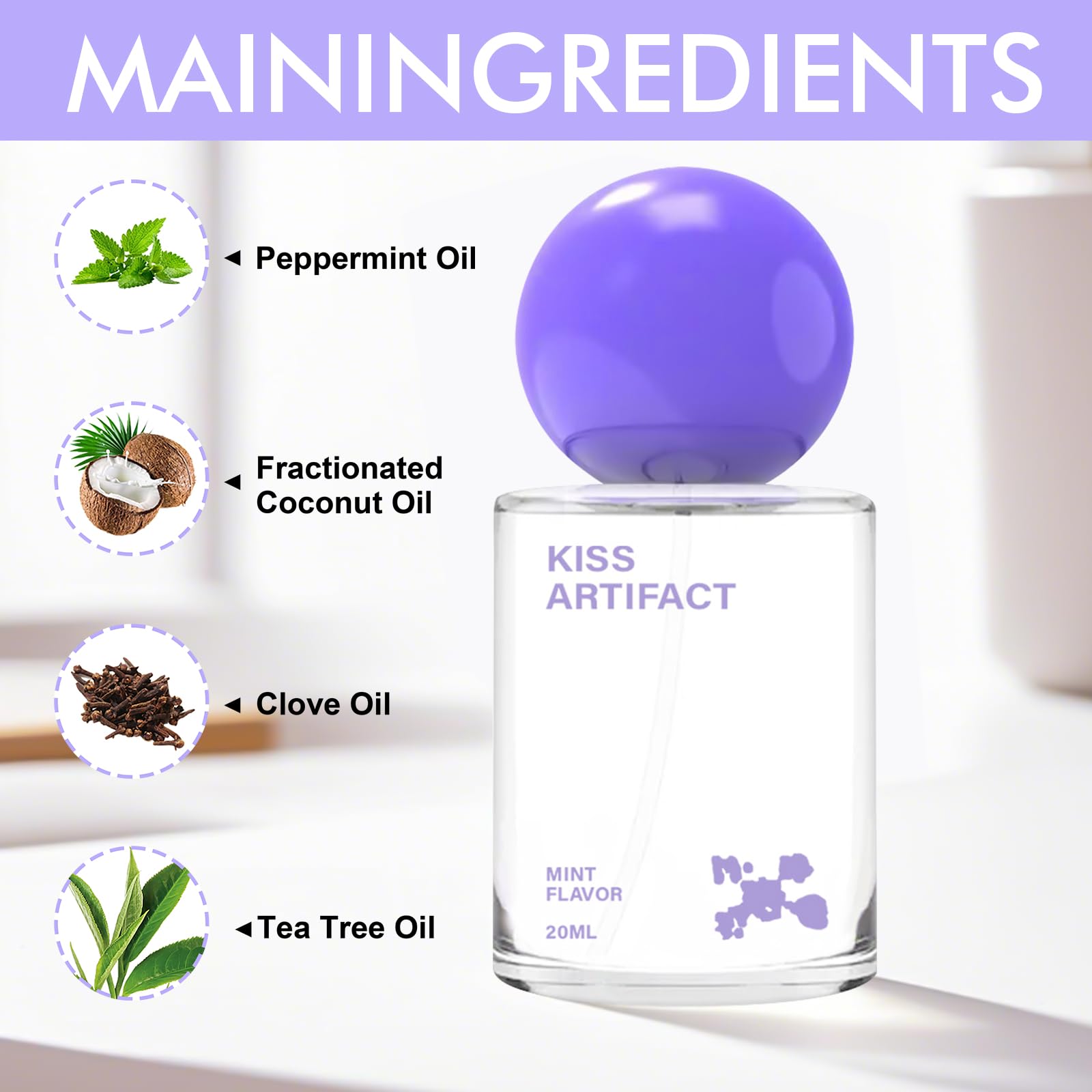 Close-up of probiotic oral spray bottle label