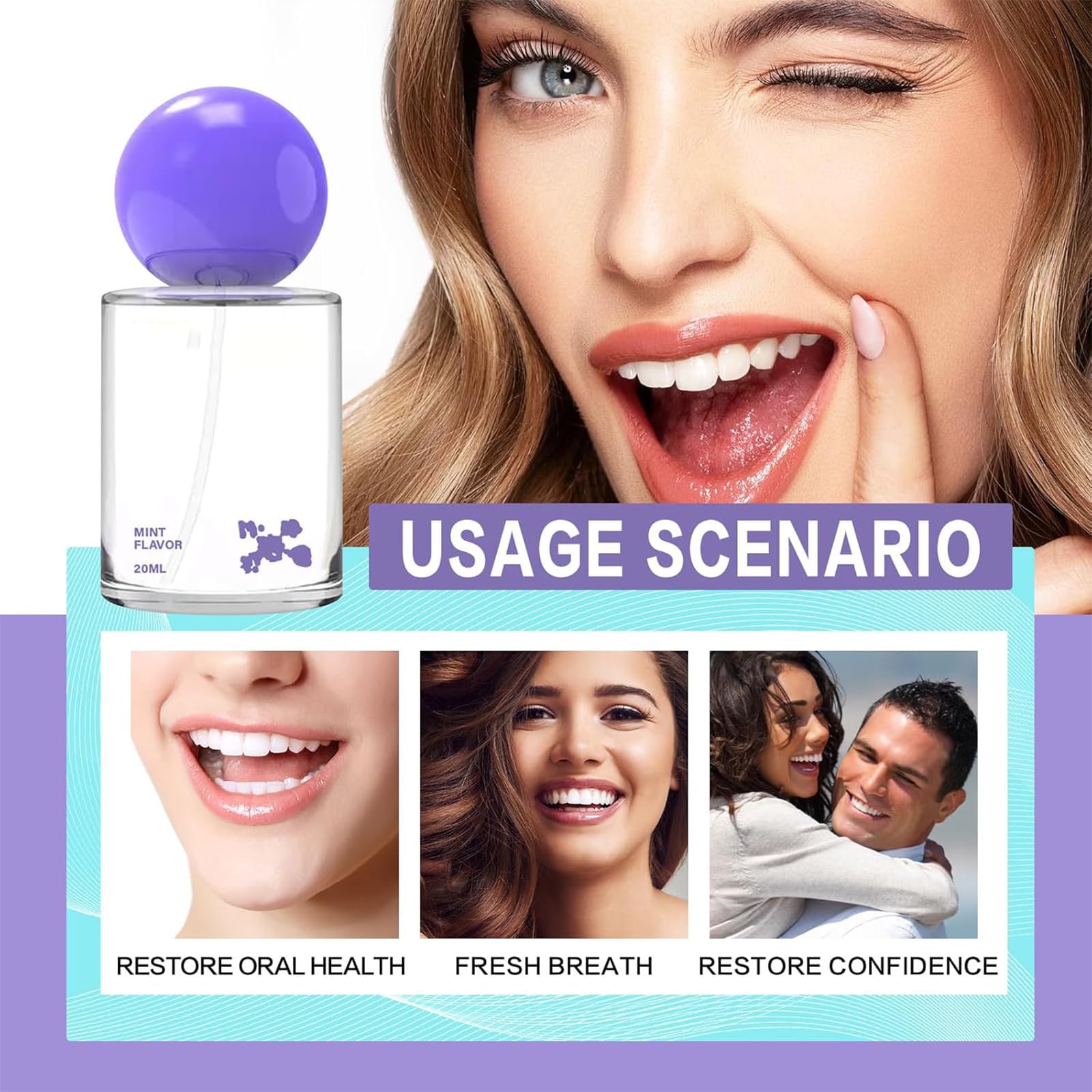 Mint leaves and probiotic spray conveying freshness