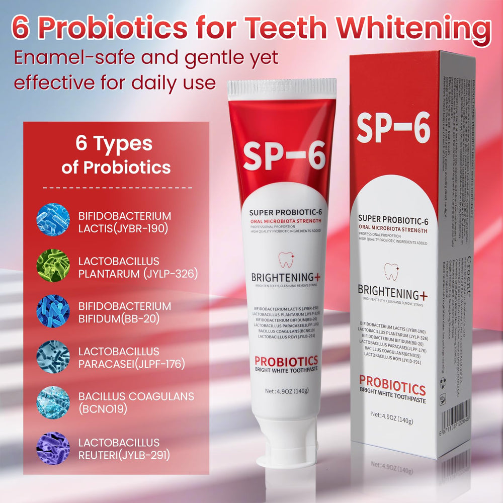 SP-6 probiotic toothpaste for sensitivity relief (fluoride-free)