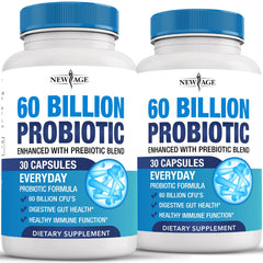 Front view of Probiotics 60 Billion CFU with Prebiotic bottle