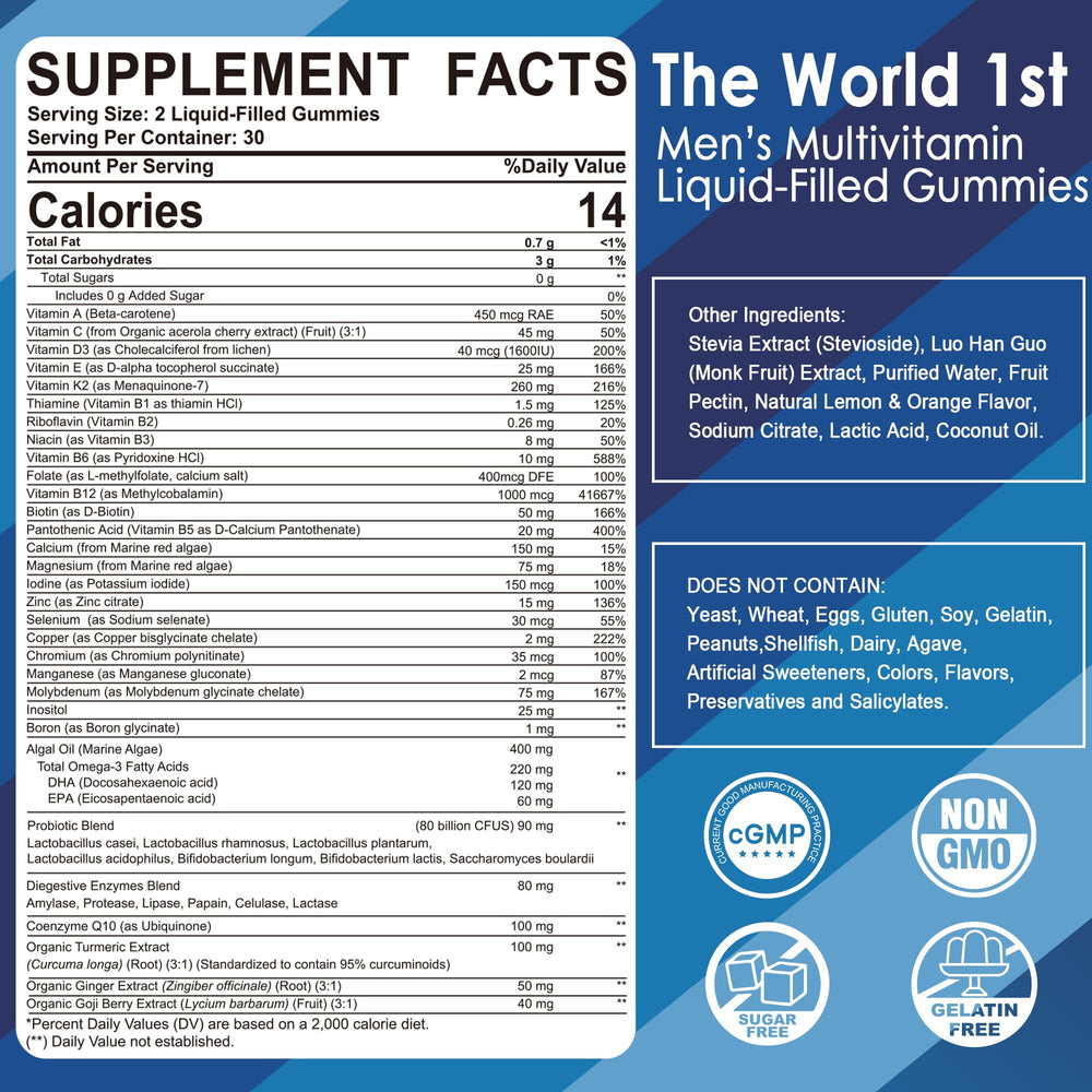 Bottle highlighting 80 Billion CFU probiotics for men