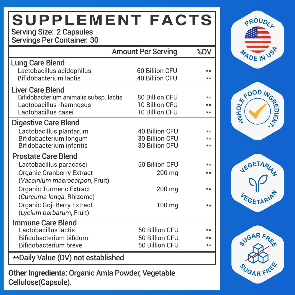 Bottle of men's probiotic capsules