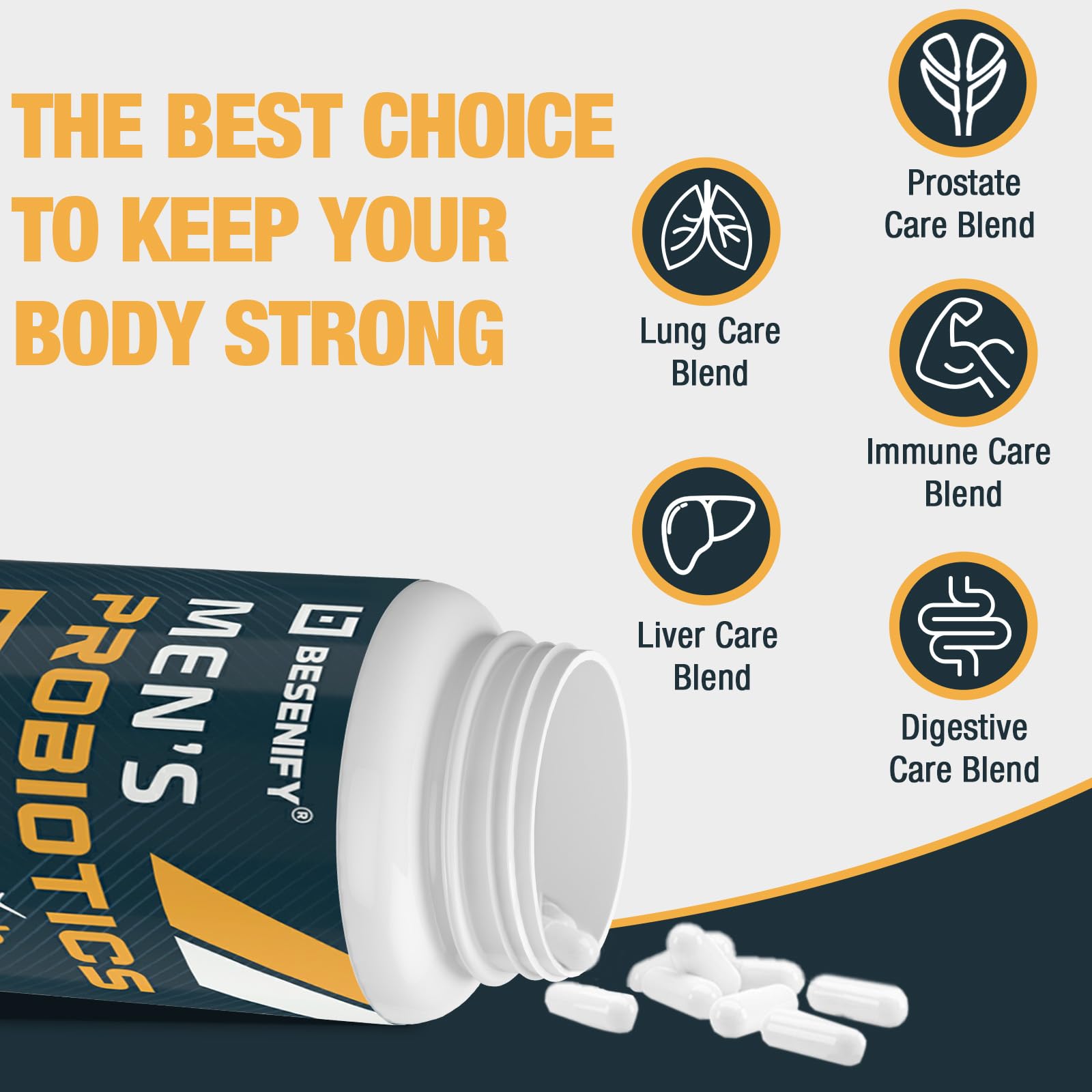 Probiotic bottle with turmeric, cranberry, goji and amla extracts for men