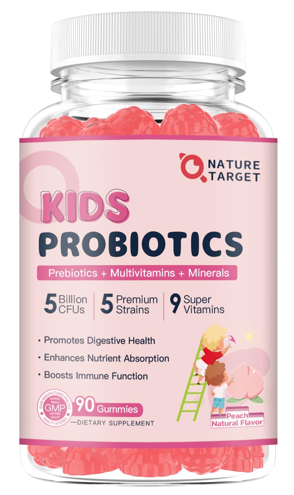 Hero image of Probiotics for Kids Gummies bottle with peach flavor